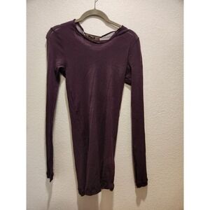 FLAX Sheer Nylon‎ Long Sleeve Top Plum Purple Made USA Women M\L